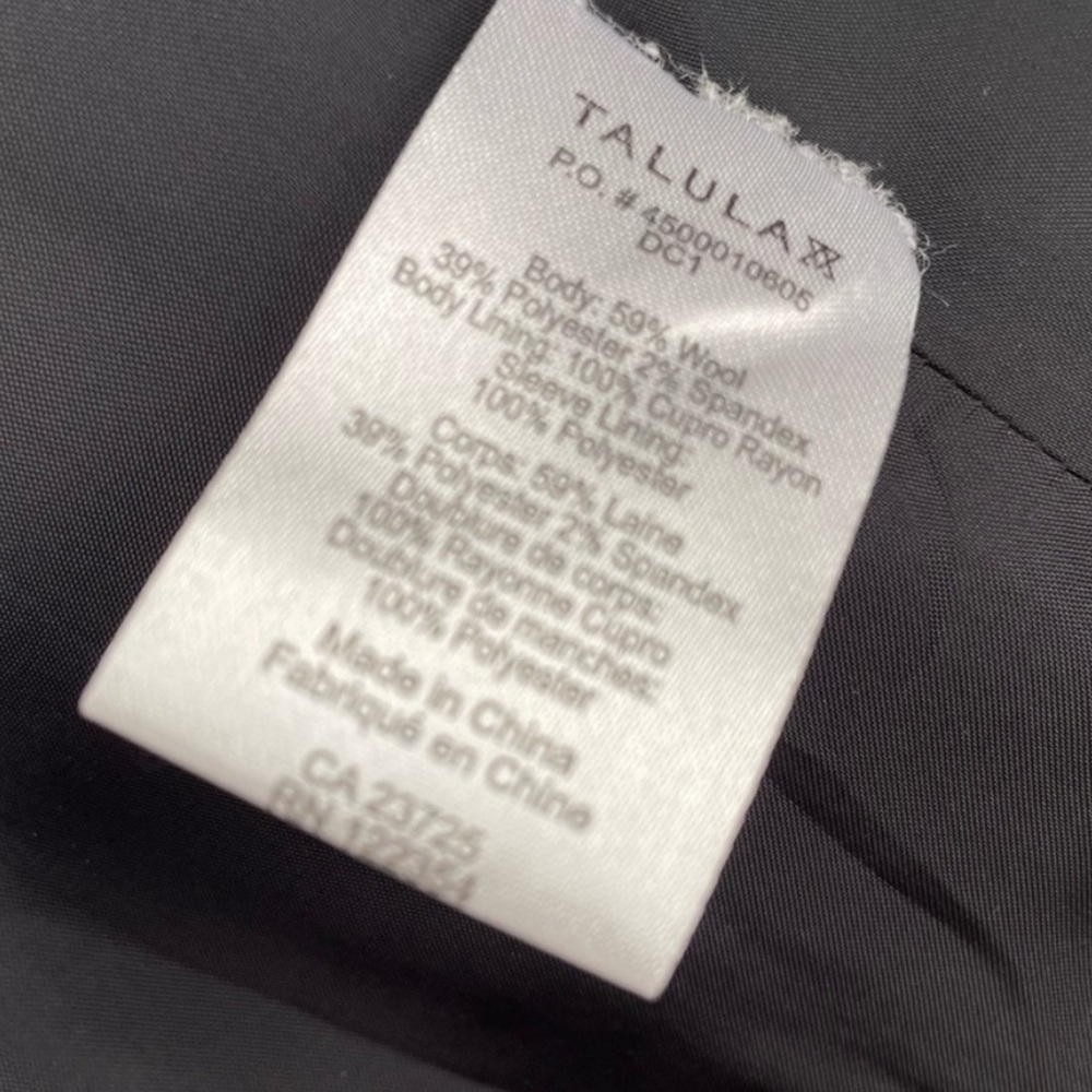 Talula Aritzia Black Fitted Blazer Peplum Career Preppy Size 2 - Picture 6 of 8